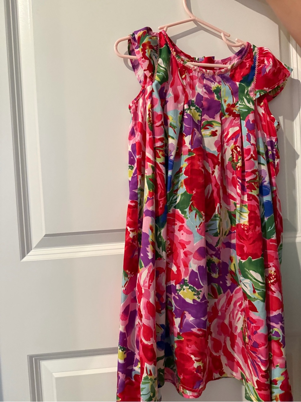 Girls' Floral Pink Multicolor Summer Dress